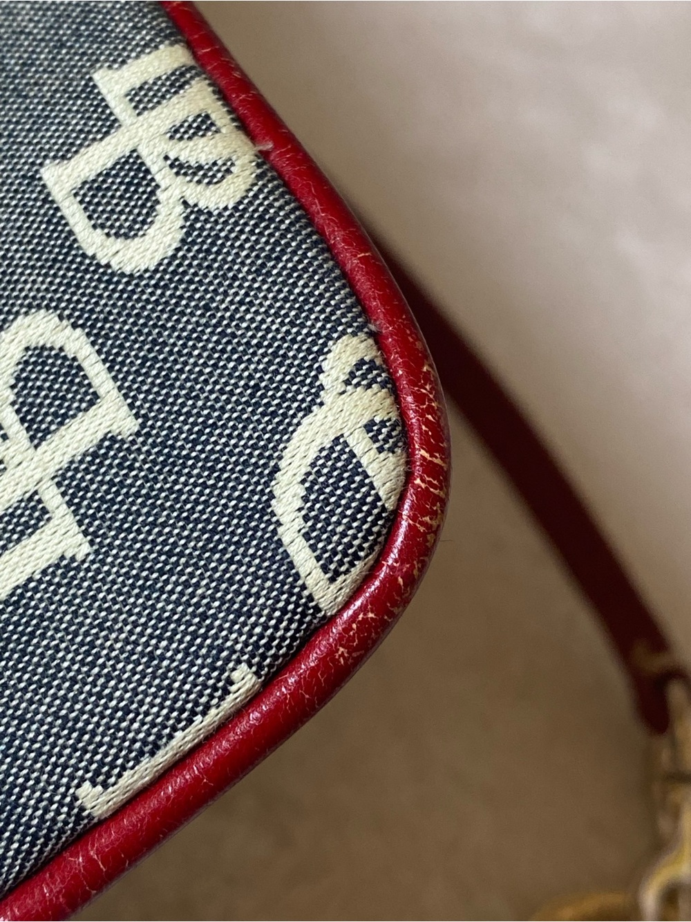 Dooney & Bourke DB Logo Canvas Wristlet with Red Trim and Extender - Picture 16 of 16